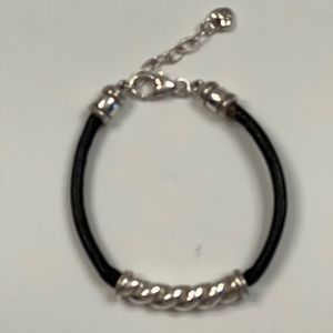 Brighton Black Leather/Silver Adjustable Bracelet